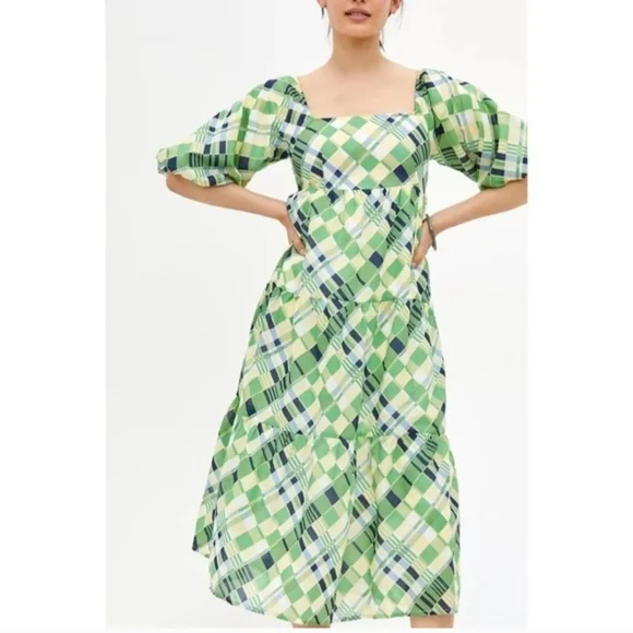 Faithfull the Brand Falabelle tiered checked cotton-poplin midi dress Size L - Picture 10 of 13